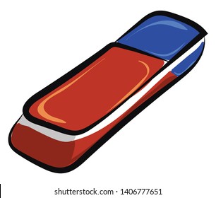 It is a rubber implement used to erase pencil or pen marks., vector, color drawing or illustration. 