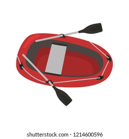 Rubber inflatable boat color vector icon. Flat design
