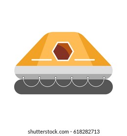 Rubber inflatable boat with roof isolated on white