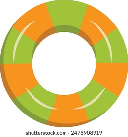 Ilustración de anillo inflable de goma en diseño minimalista de dibujos animados. Circle Lifebuoy para nadar. Diseño de Vector aislado.