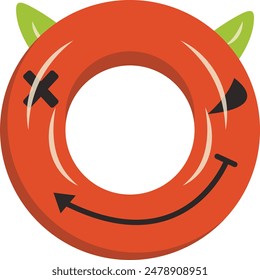 Rubber Inflatable Ring Illustration in Minimalist Cartoon Design. Circle Lifebuoy for Swimming. Isolated Vector Design.