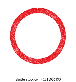 Círculo de sellado de goma con tinta roja con efecto grueso sobre blanco
