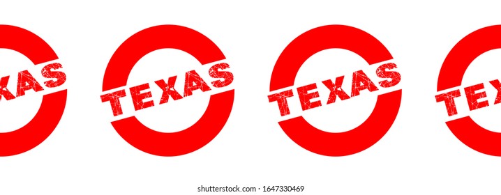 A rubber ink stamp with the text texas in a seamless banner pattern
