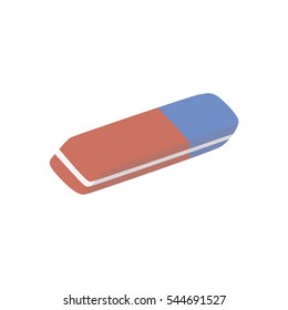 Rubber isolated on white background. Vector eps 10 illustration. Blue orange eraser realistic