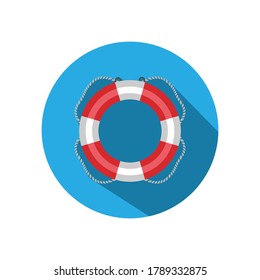 Rubber Lifebuoy Flat Icon Illustration Isolated White Background