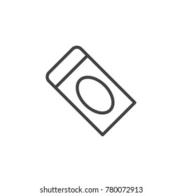 Rubber line icon, outline vector sign, linear style pictogram isolated on white. Eraser symbol, logo illustration. Editable stroke