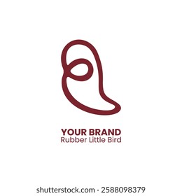 Rubber Little Bird line logo design. Unique red rubber bracelet shape. Suitable for rubber factory or rubber plantation company branding.