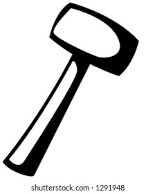 rubber mallet hand tool illustration in black and white