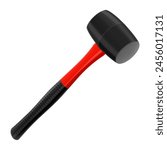 Rubber mallet, isolated on white background. Tile hammer. Hand tools for laying tiles and stones. Tool for straightening work. Realistic 3d vector illustration