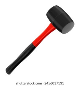 Rubber mallet, isolated on white background. Tile hammer. Hand tools for laying tiles and stones. Tool for straightening work. Realistic 3d vector illustration