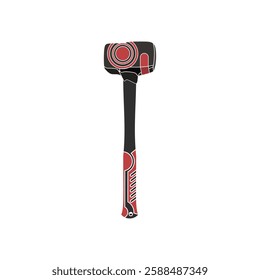 Rubber Mallet realistic vector illustration with red rubber grip. Modern hand tool icon. Editable graphic resources for many purposes.