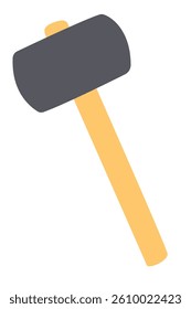 Rubber mallet tool, hand drawn flat vector illustration.