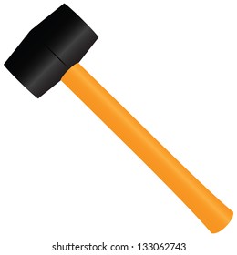 Rubber Mallet - a tool for straightening work. Vector illustration.