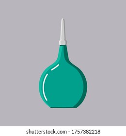 Rubber medical enema, vector illustration, flat style. To cleanse the intestines and treat digestive system diseases and cleanse the body. Medical instruments. Vector illustration isolated.
