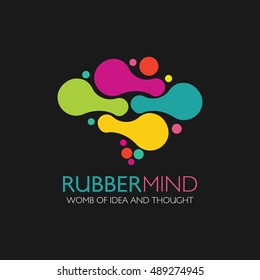 Rubber Mind Logo design vector template. Think idea concept. Brainstorm power thinking brain Logotype icon Logo.