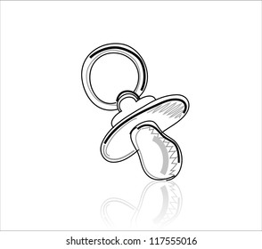 Rubber pacifier with a ring for baby.