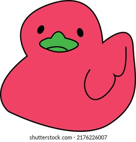 Icono de pato rosa de caucho aislado en fondo blanco