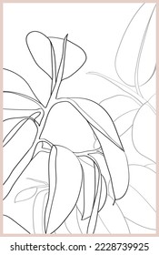 Rubber plant framed monochrome art