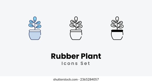 Rubber Plant icons set plant icon indoor plant nature green plant stock illustration