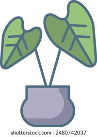 Rubber plant linear color illustration