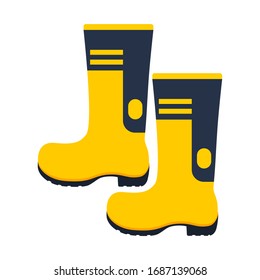 Rubber protection boots isolated on white. Yellow color. Vector illustration. EPS 10