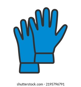 Rubber Protective Gloves Icon. Editable Bold Outline With Color Fill Design. Vector Illustration.