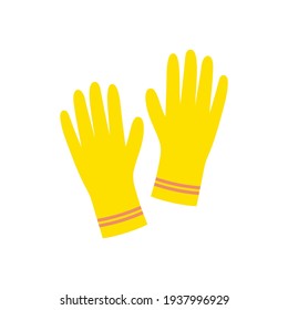 guantes protectores de goma de color amarillo en forma de caja para la limpieza aislada sobre fondo blanco, ilustración vectorial, guantes para jardinería