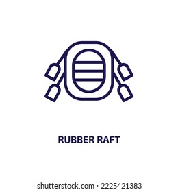 rubber raft icon from nautical collection. Thin linear rubber raft, raft, summer outline icon isolated on white background. Line vector rubber raft sign, symbol for web and mobile
