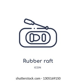 rubber raft icon from nautical outline collection. Thin line rubber raft icon isolated on white background.