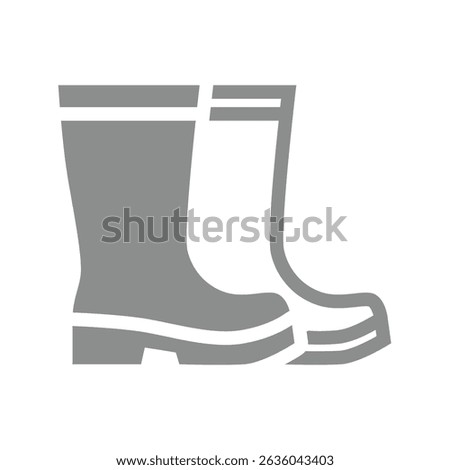 Rubber or rain boots, ppe personal protective workwear. Pair of gumboots and footwear protection vector icon.