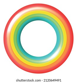 Rubber rainbow ring. Kid swim float circle