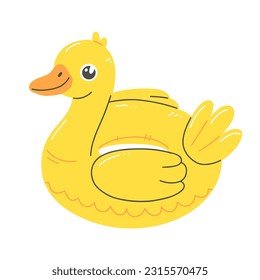 Rubber ring duck in cartoon flat style. Vector isolated on white illustration.