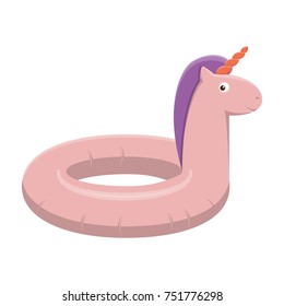 Rubber ring in the form of a unicorn. Isolated on white background.