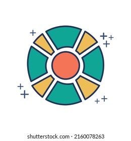 Rubber ring icon vector illustration glyph style design with color and plus sign. Isolated on white background.