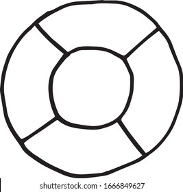 Rubber ring isolated on white background. Simple vector hand drawn illustration in cartoon doodle style. Concept of summer swimming safety.  