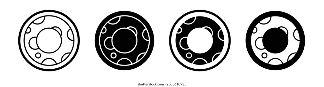 Rubber ring vector icon set black filled and outlined style.