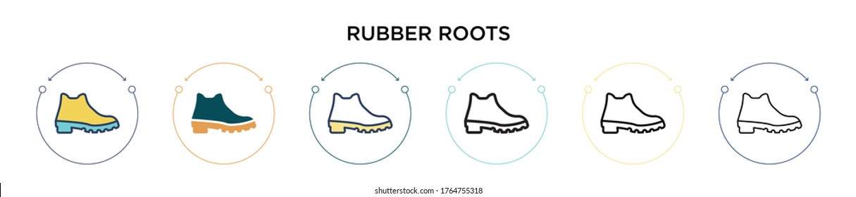 Rubber roots icon in filled, thin line, outline and stroke style. Vector illustration of two colored and black rubber roots vector icons designs can be used for mobile, ui, web