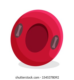 Rubber round tube sleigh flat vector illustration. Winter outdoor sport symbol isolated clipart on white background. Active recreation, seasonal activity. Inflatable red sled design element