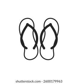 Rubber sandal line icon in flat style, vector, hand drawn illustration of rubber sandal, swallow