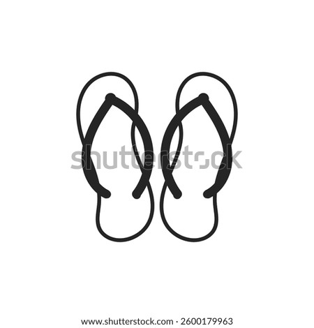 Rubber sandal line icon in flat style, vector, hand drawn illustration of rubber sandal, swallow