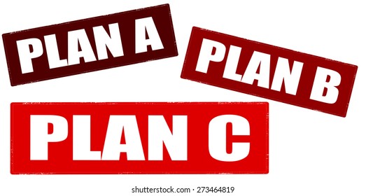 Rubber set of  stamps with text plan A B and C inside, vector illustration