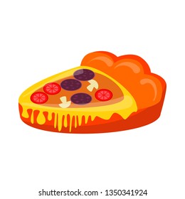 Rubber slice of pizza. Inflatable swimming mattress, lifebuoy, toy. Vector illustration can be used for topics like pool party, vacation with kids, beach, fun