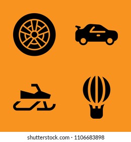 rubber, snowy, flight and tyre icons set. Vector illustration for web and design