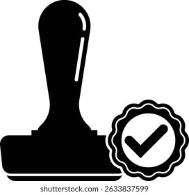 Rubber Stamp with Approval Symbol Icon
