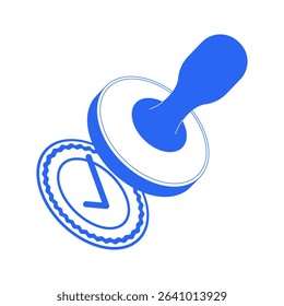 Rubber stamp with approved check mark line onboarding ui illustration. Rubberstamp validate sign. Certification. Approval compliance outline 2D concept isolated. Ink linear metaphor vector art