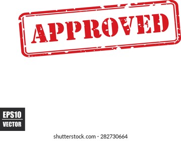 Rubber stamp approved with red text over white background - vector illustration.