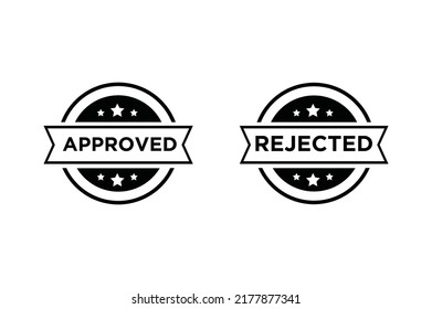 Rubber stamp approved and rejected badges, Seal stamp approved badges.