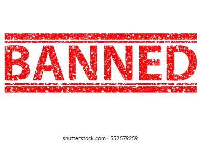 Rubber Stamp, Banned, Isolated on white 
