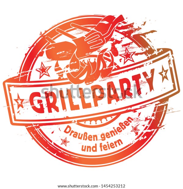 Rubber Stamp Barbecue Invitation Letters Grillparty Stock Vector Royalty Free