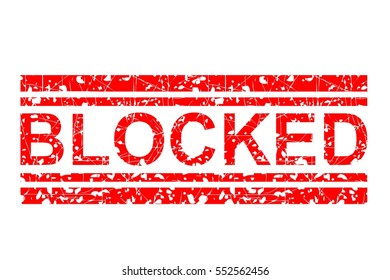 Rubber Stamp, Blocked, Isolated on white 
